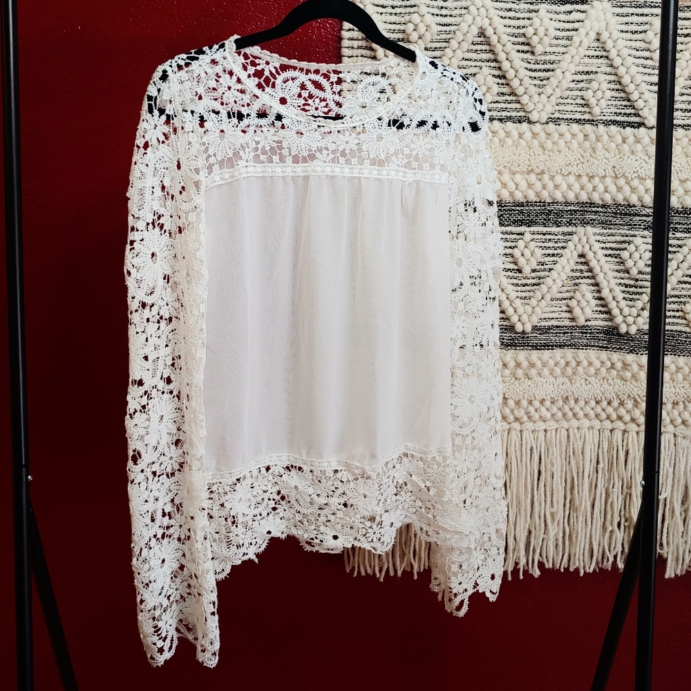 White lace shirt